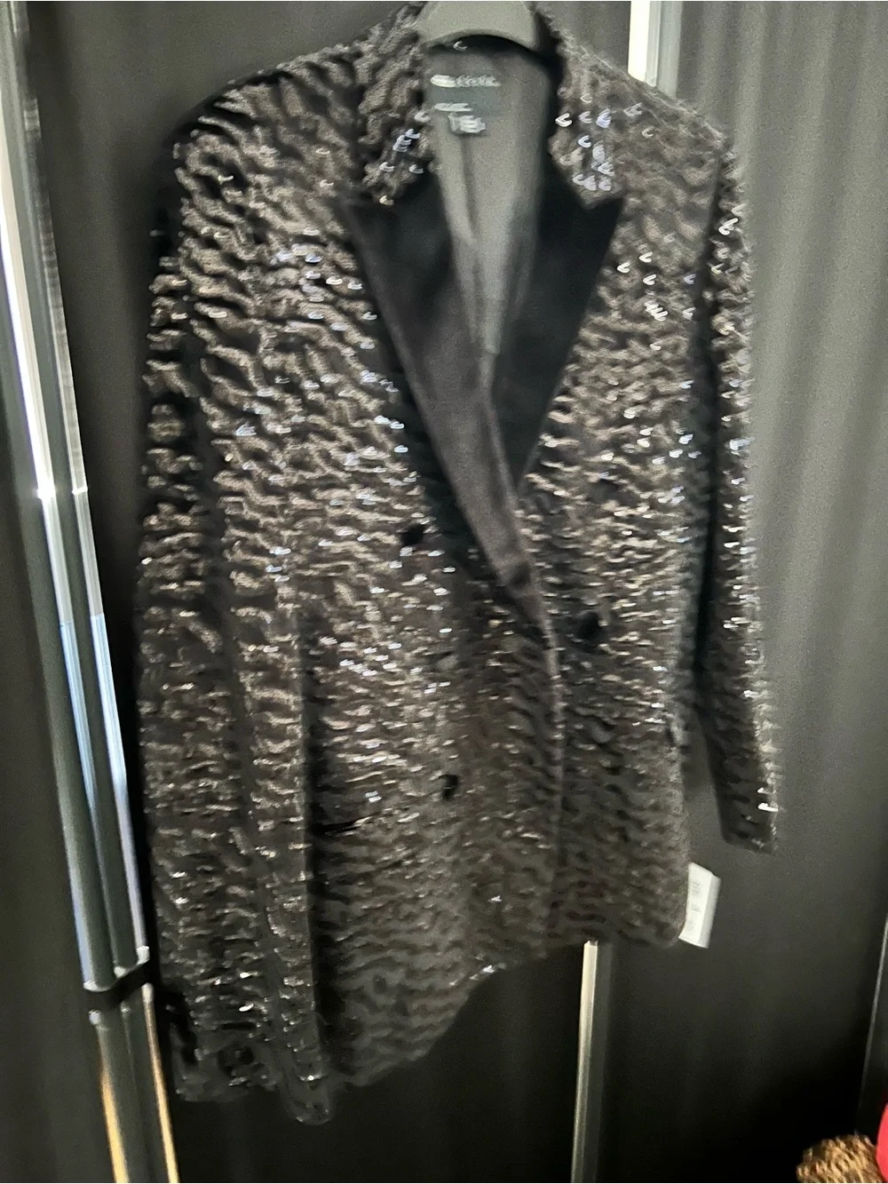 ASOS Black Sequin Velvet Shawl Lapel Double Breasted Blazer